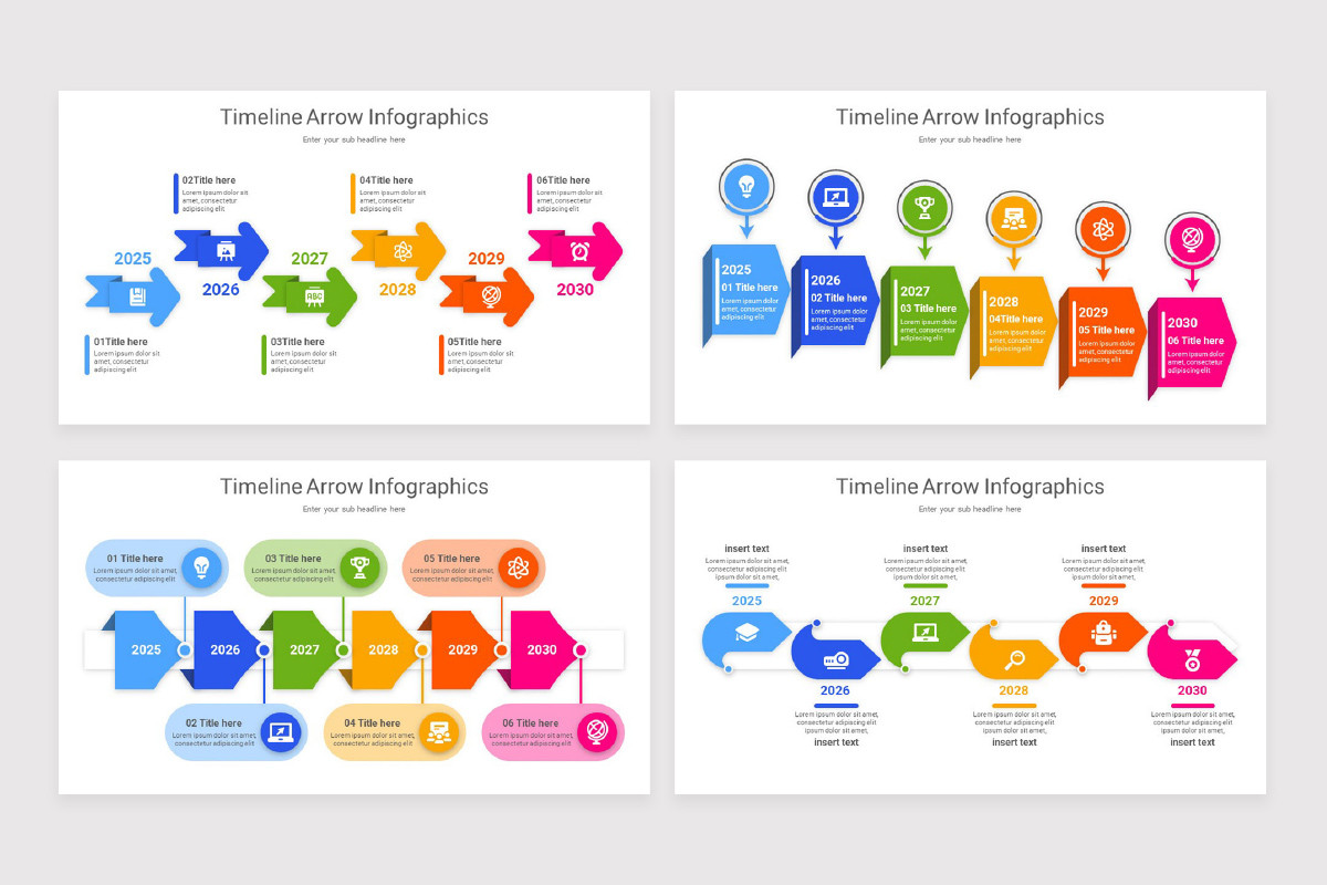 Timeline Using Arrows Timeline Arrow Infographics PowerPoint Template | Nulivo Market
