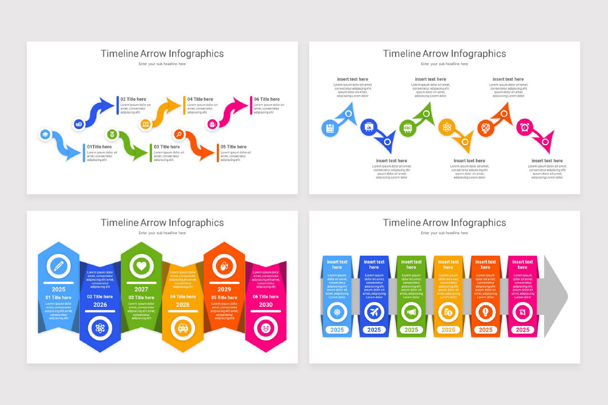 Timeline Using Arrows Timeline Arrow Infographics PowerPoint Template | Nulivo Market