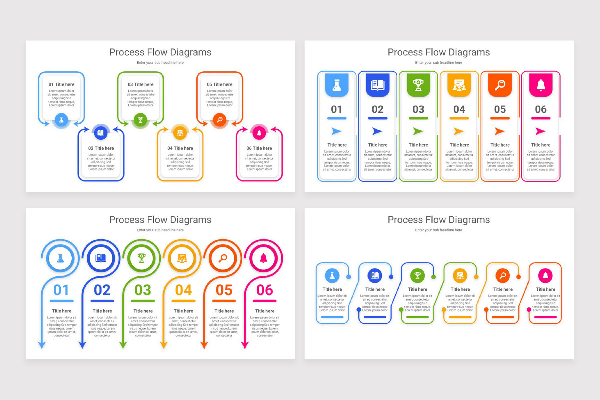Process Flow Diagrams PowerPoint Template | Nulivo Market