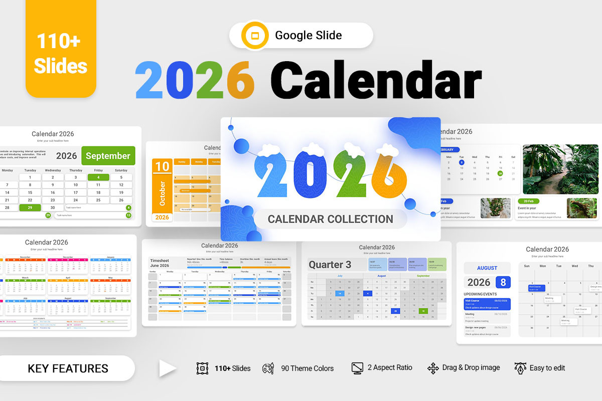 2026 Calendar Google Slide Template | Nulivo Market