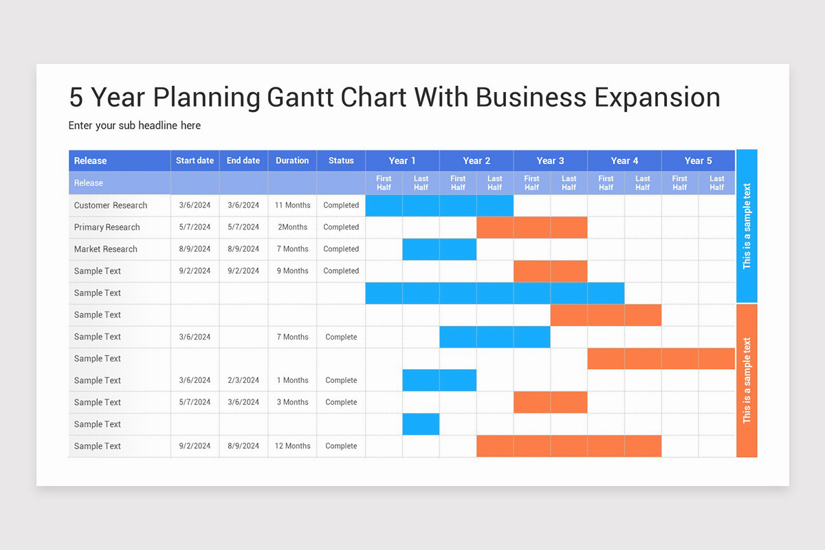 5 Year Gantt Chart Keynote Presentation Template | Nulivo Market