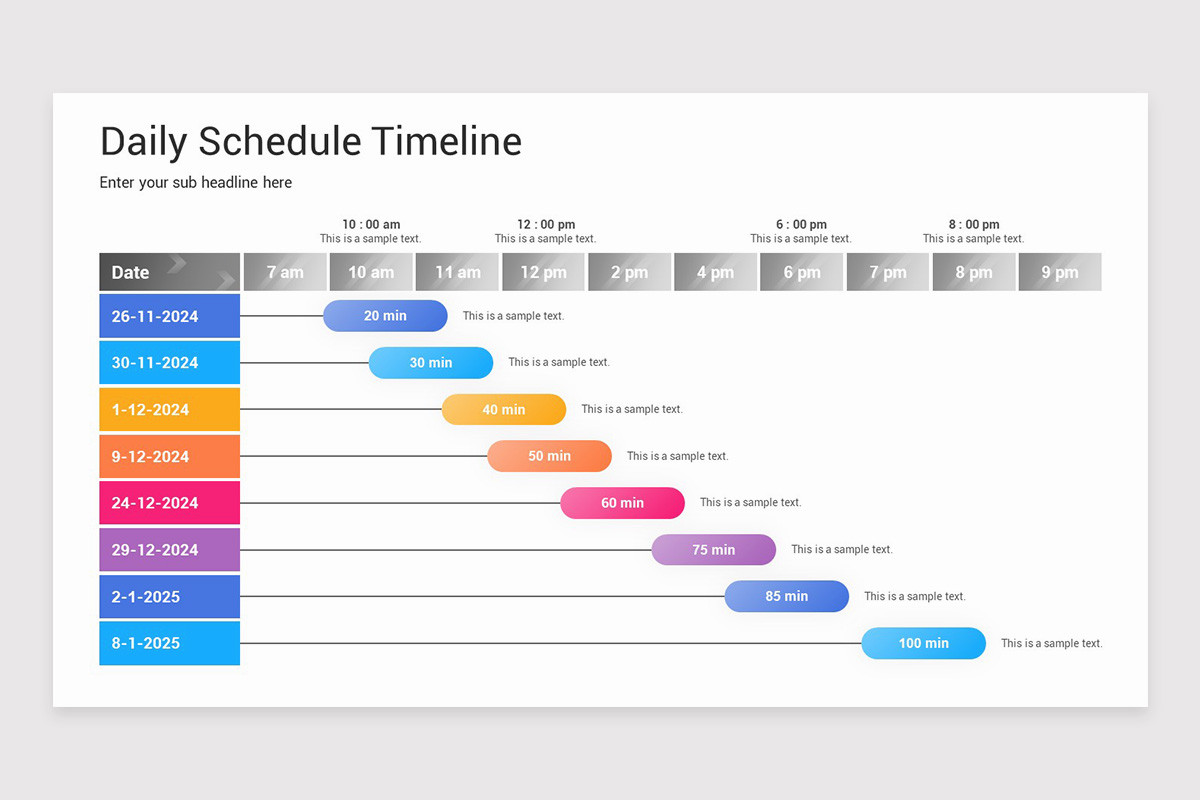 Powerpoint Working Day Timeline Daily Schedule Timeline PowerPoint Template | Nulivo Market