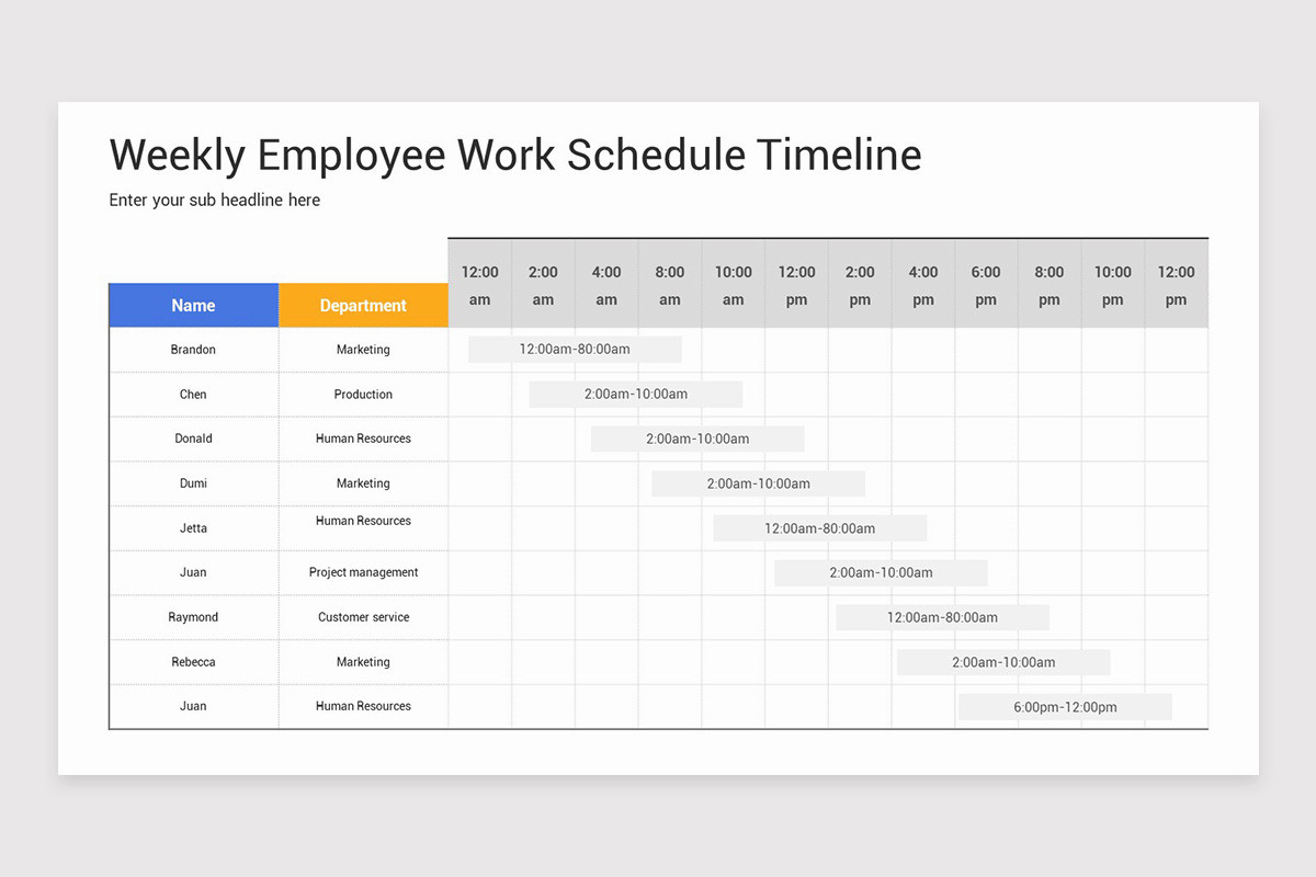 Powerpoint Working Day Timeline Daily Schedule Timeline PowerPoint Template | Nulivo Market