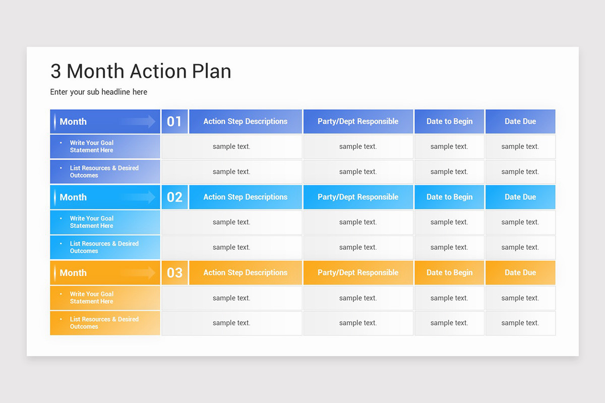 3 Point Action Plan Example 3 Month Action Plan PowerPoint Template | Nulivo Market