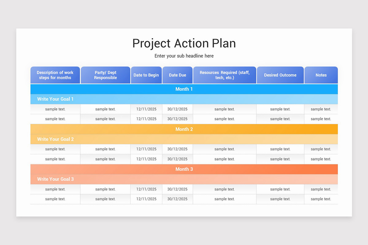 3 Month Action Plan Keynote Template | Nulivo Market