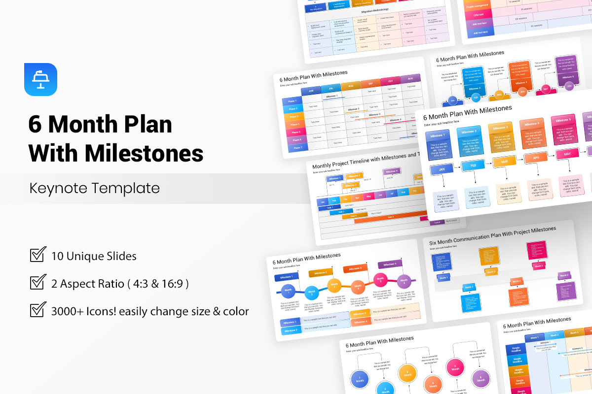 6 Month Plan With Milestones Keynote Template | Nulivo Market