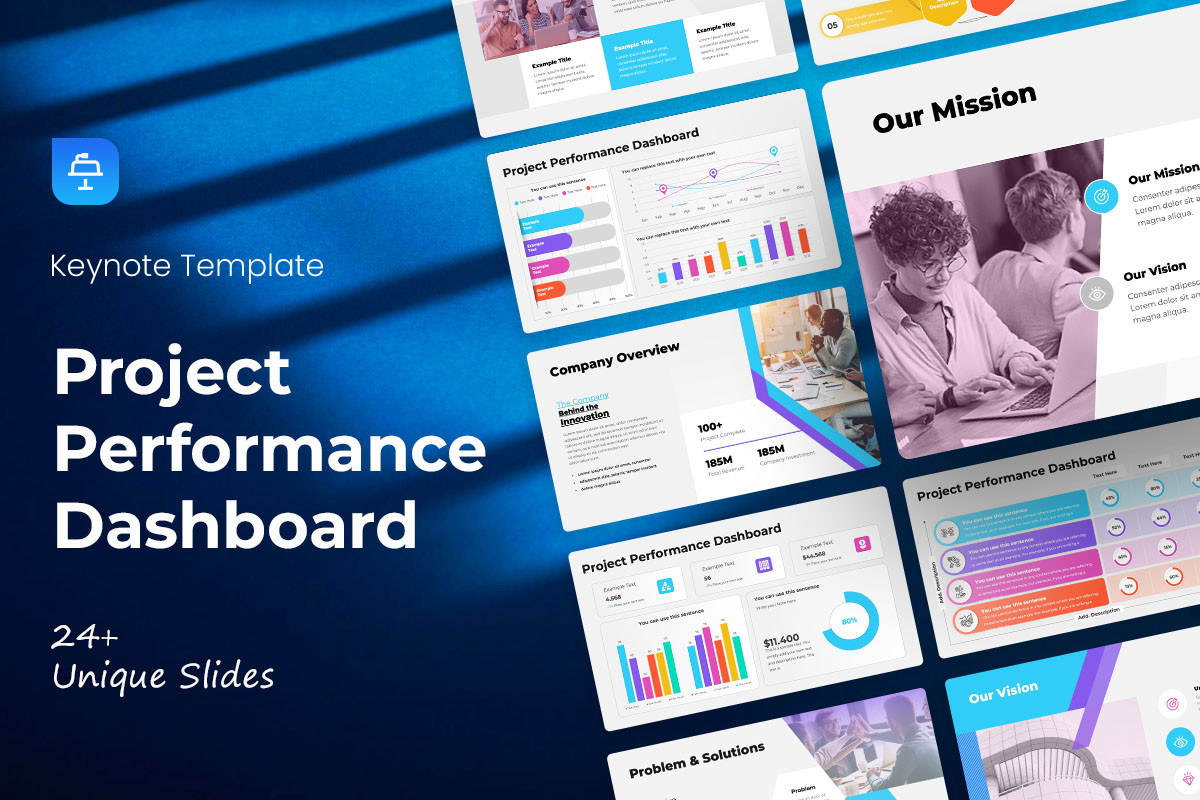 Project Performance Dashboard Keynote Template | Nulivo Market