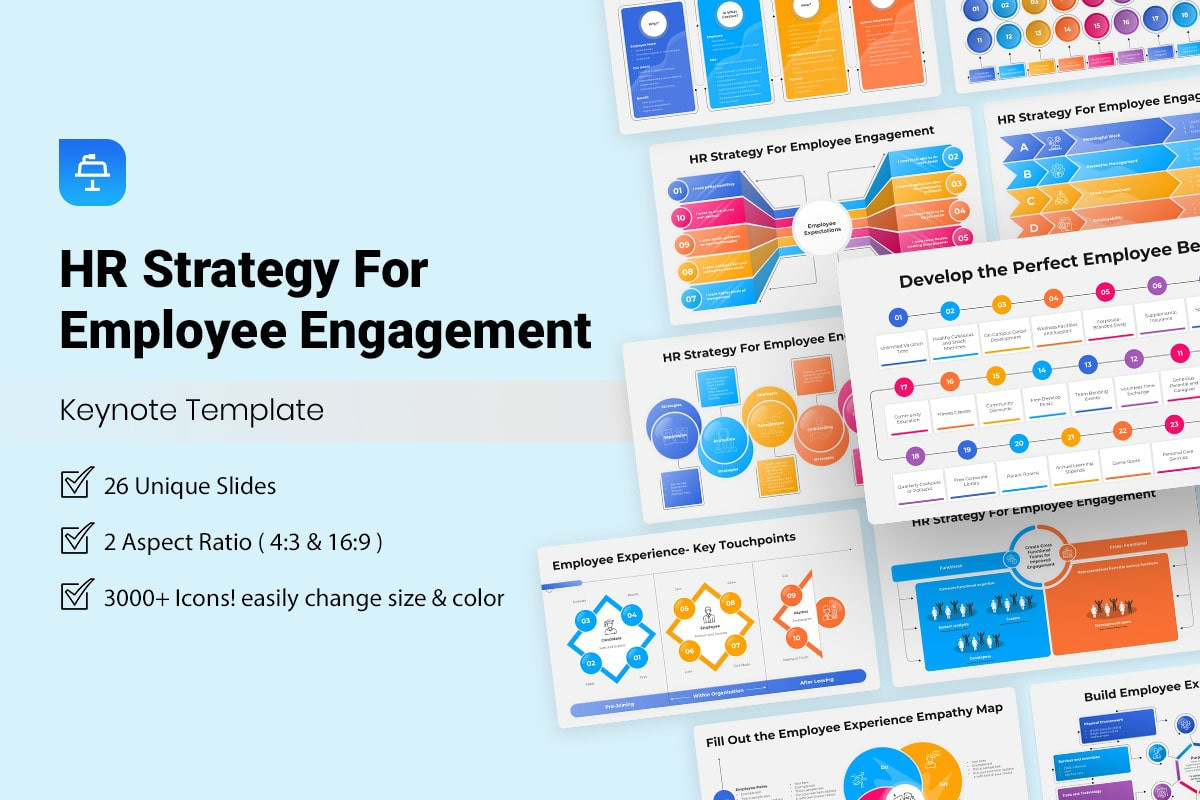 HR Strategy For Employee Engagement Keynote Template | Nulivo Market