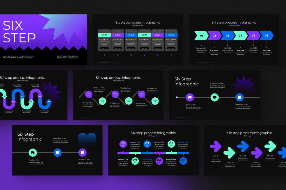 6 Steps infographics PowerPoint Template | Nulivo Market