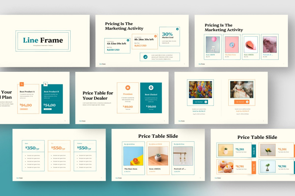 Line Frame Table Price PowerPoint Template | Nulivo Market