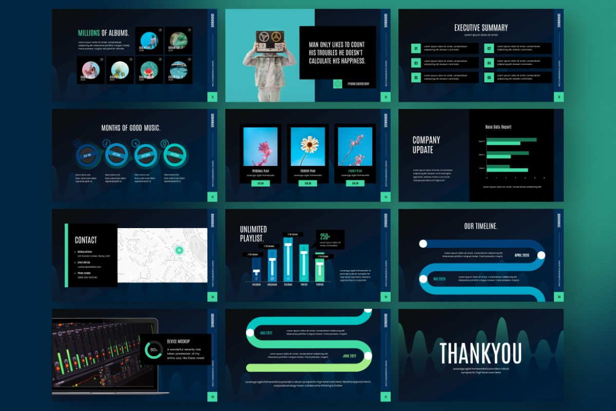 Music Stream Platform PowerPoint Template | Nulivo Market