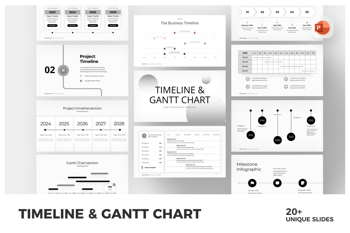 Timeline Gantt Chart Infographic PowerPoint Template | Nulivo Market