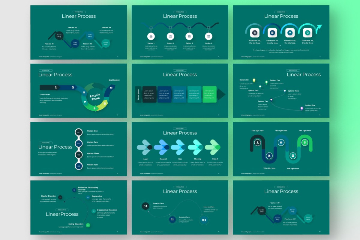 Linear Process Diagram PowerPoint Template | Nulivo Market