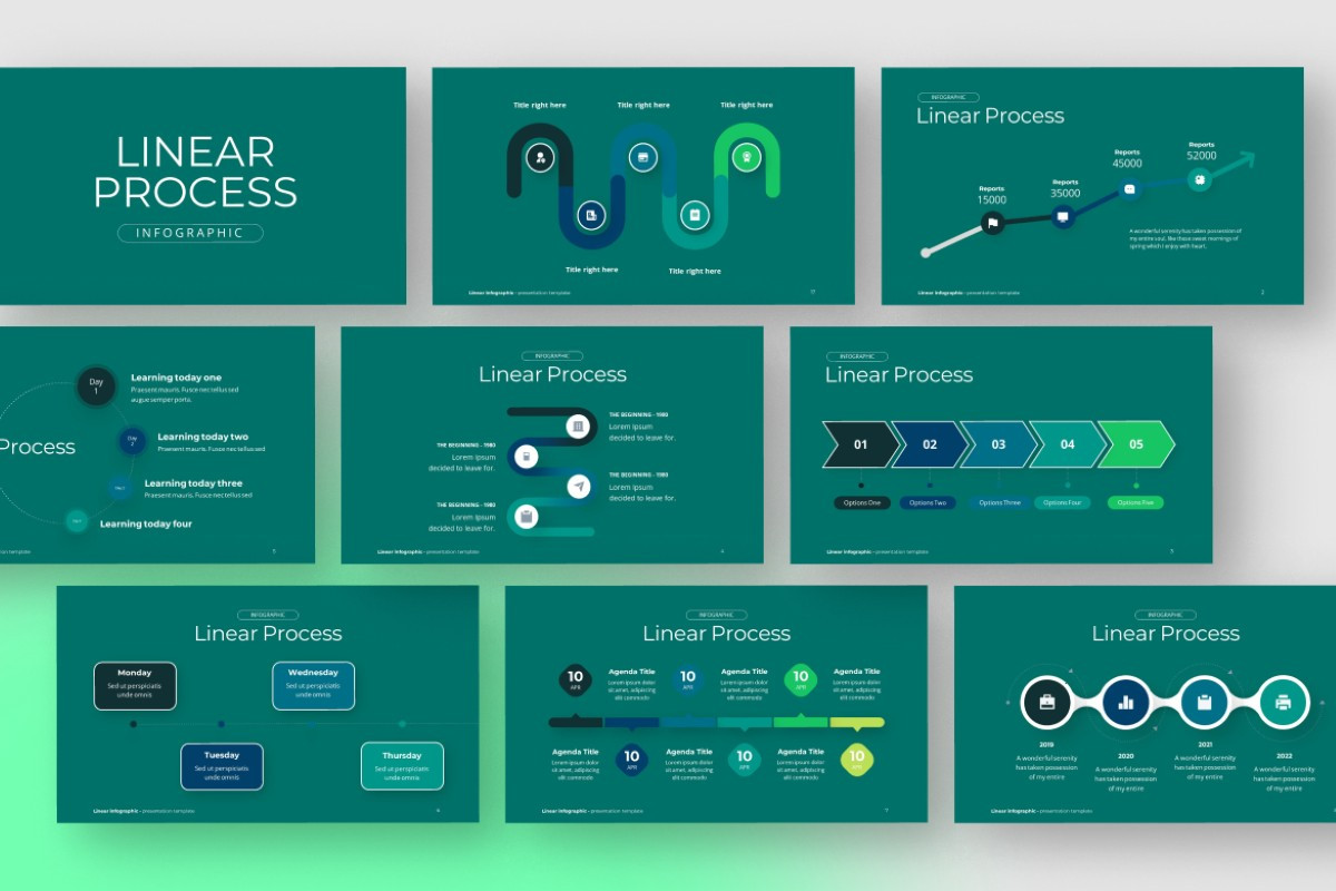 Linear Process Diagram PowerPoint Template | Nulivo Market