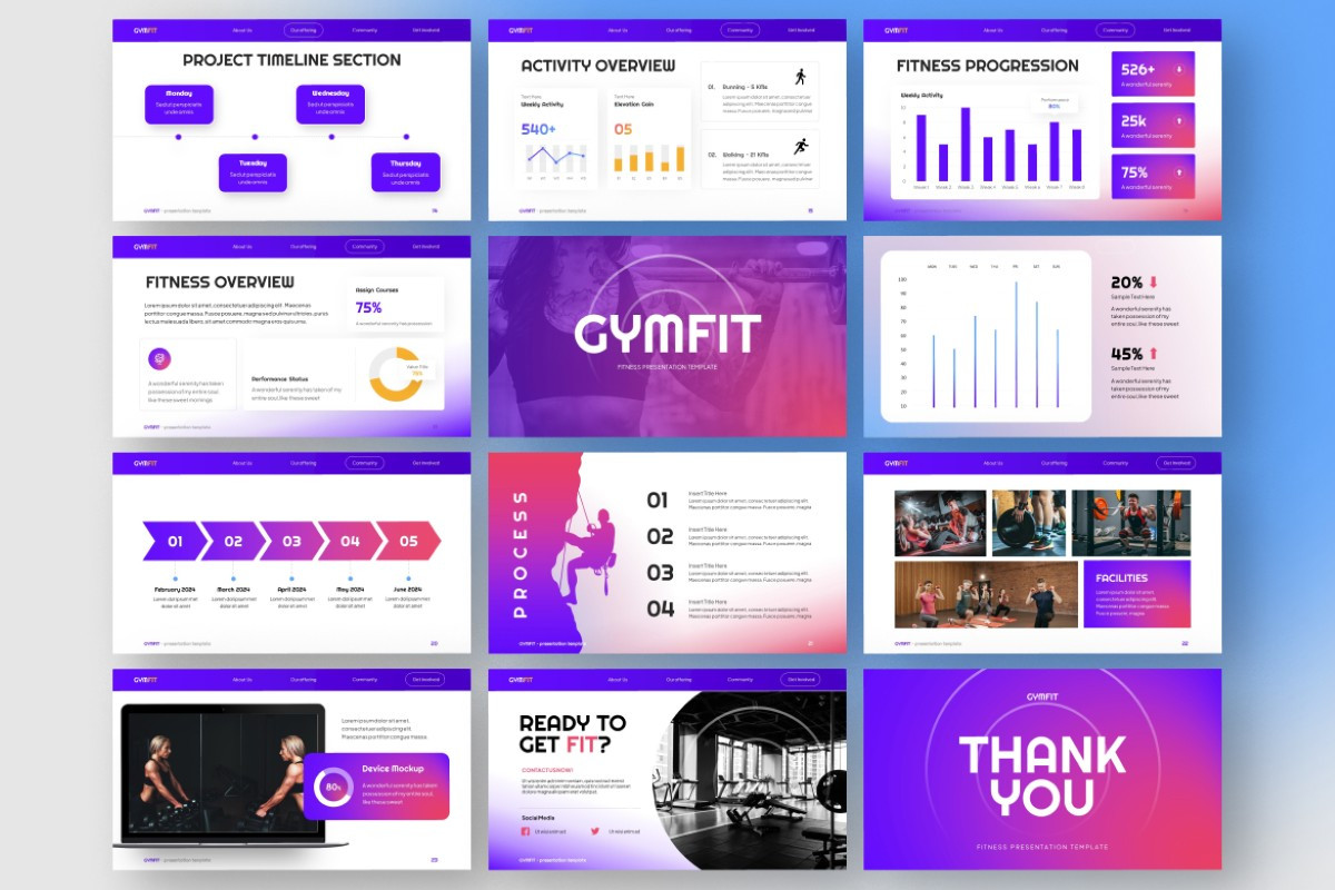 Gym Activity Dashboard PowerPoint Template | Nulivo Market