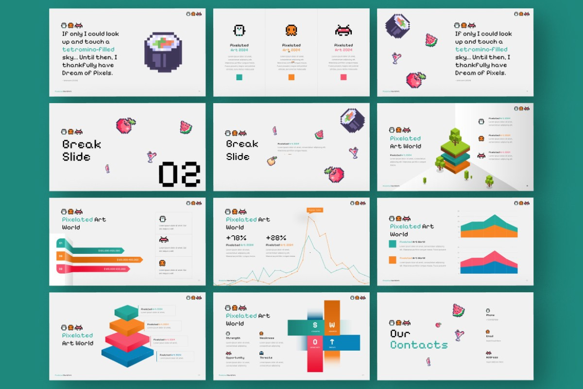 Pixels PowerPoint Template | Nulivo Market