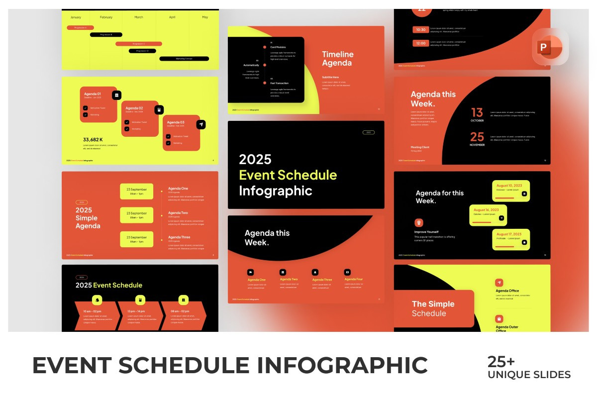 Event Schedule Agenda PowerPoint Template | Nulivo Market