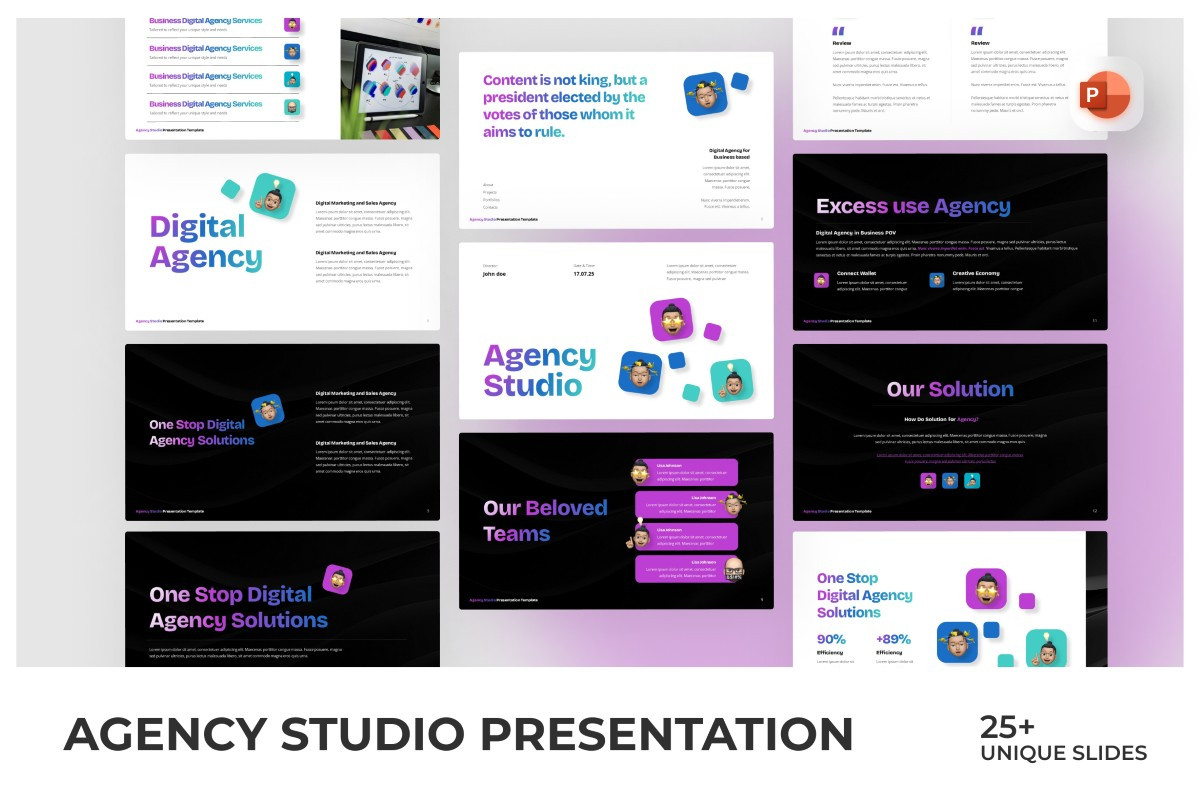 Agency Studio Clean Gradient PowerPoint Template | Nulivo Market