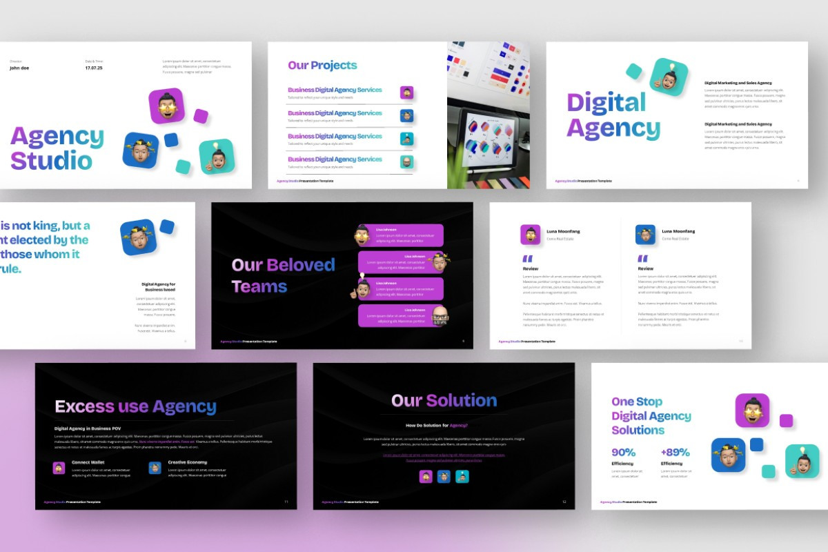 Agency Studio Clean Gradient PowerPoint Template | Nulivo Market