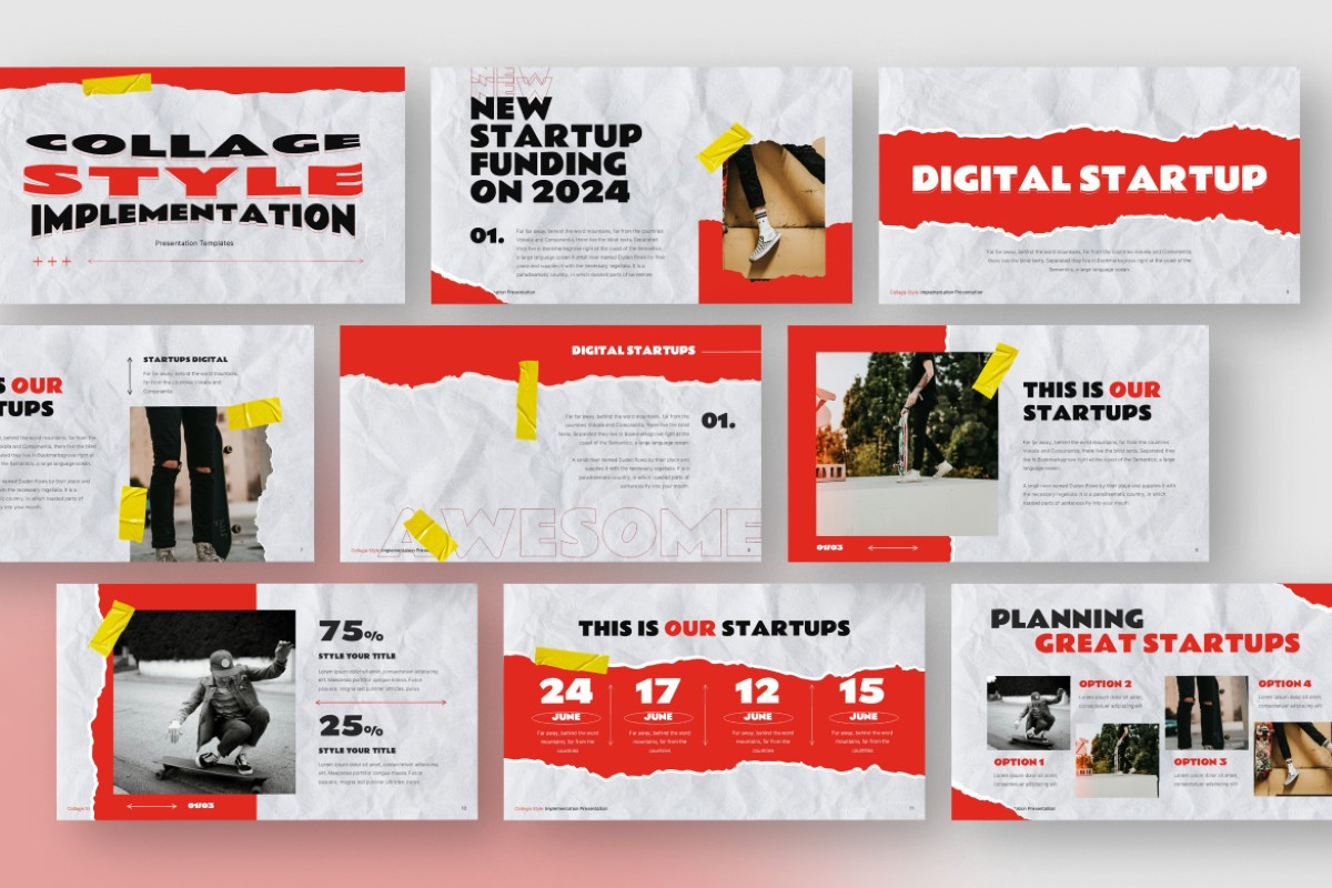 Collage Style Implementation PowerPoint Template | Nulivo Market