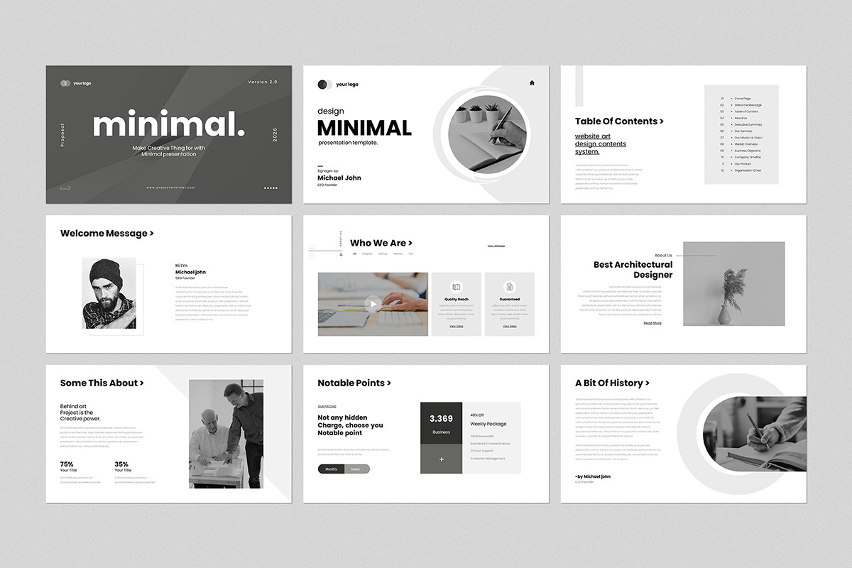 Slide Minimal Minimal Google Slides Template | Nulivo Market