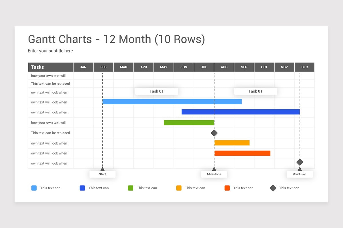 Monthly Gantt Chart PowerPoint Template Nulivo Market