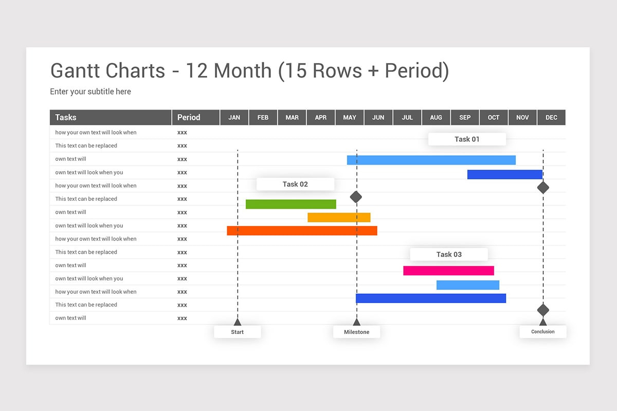 Monthly Gantt Chart Keynote Template | Nulivo Market