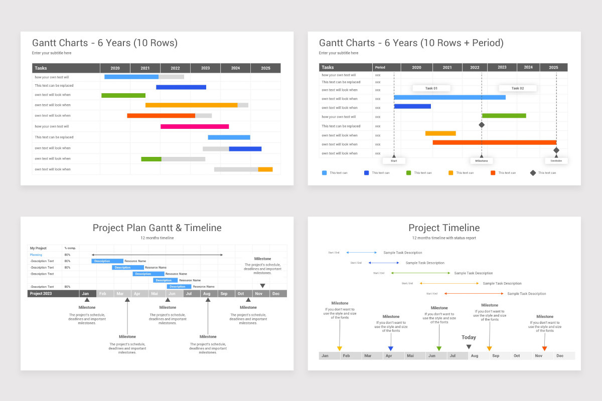 Yearly Gantt Chart Keynote Template | Nulivo Market