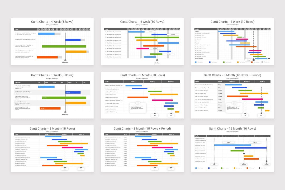 Gantt charts and Timelines Bundle PowerPoint Template | Nulivo Market