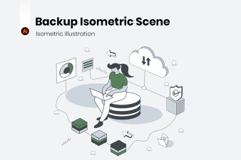 Backup Isometric Scene Isometric Illustration
