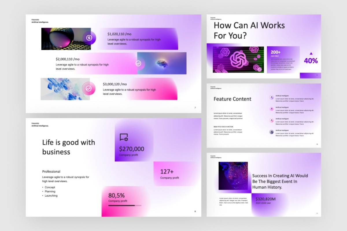Gradient Futuristic AI PowerPoint Template | Nulivo Market