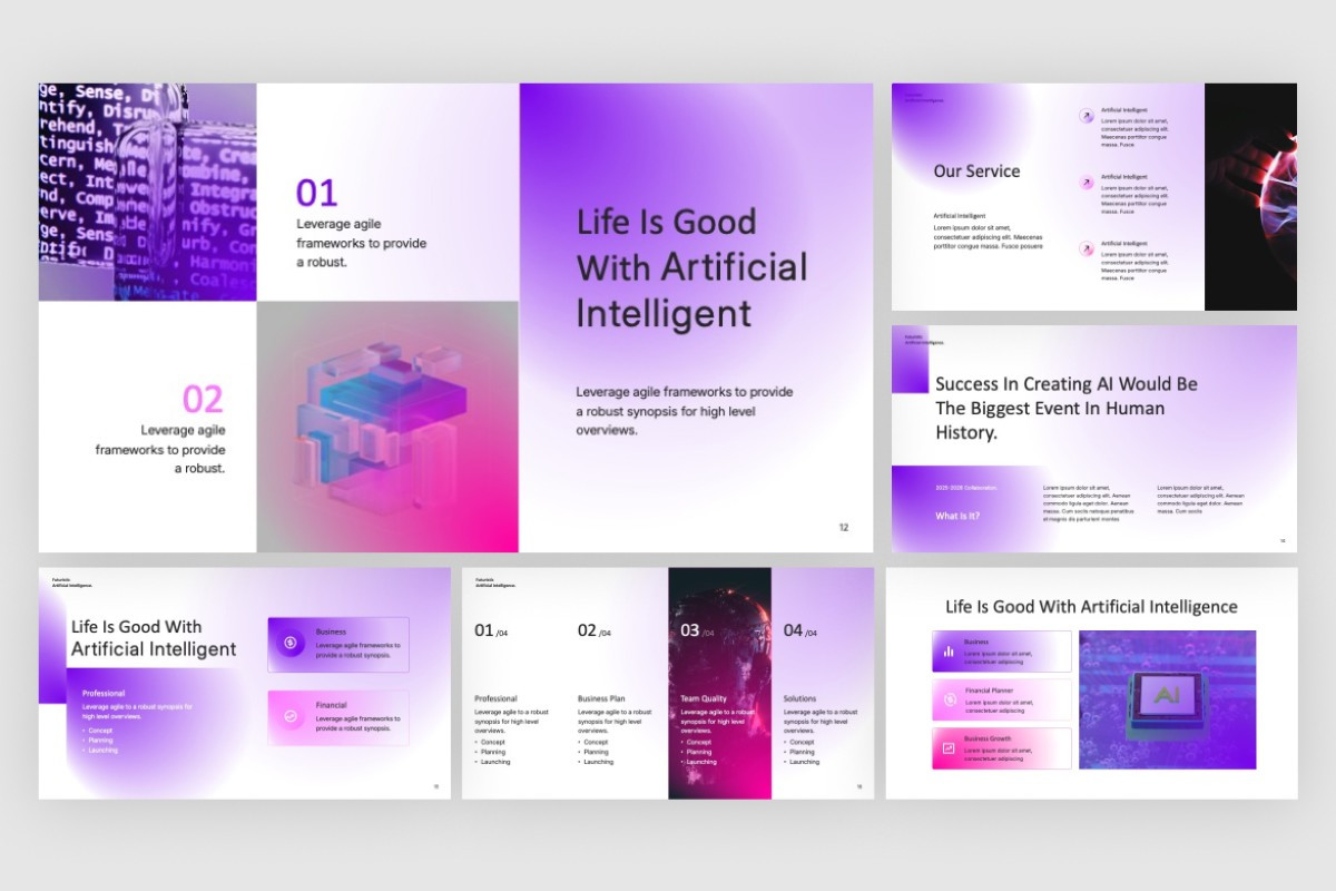 Gradient Futuristic AI PowerPoint Template | Nulivo Market