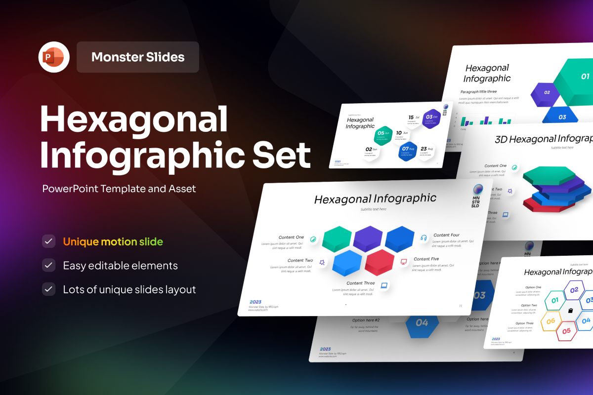 Monster Slides Hexagonal Infographic Set | Nulivo Market
