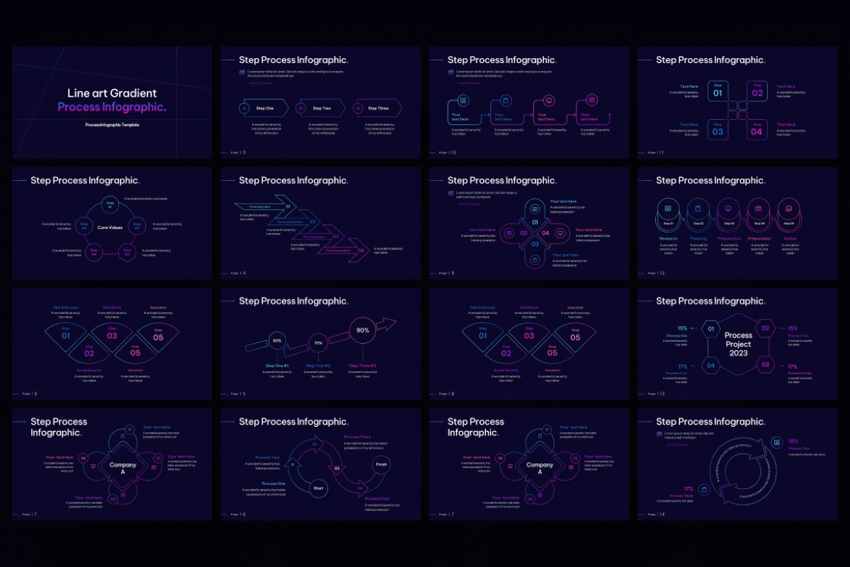 Lineart Gradient Process Infographic PowerPoint Template | Nulivo Market