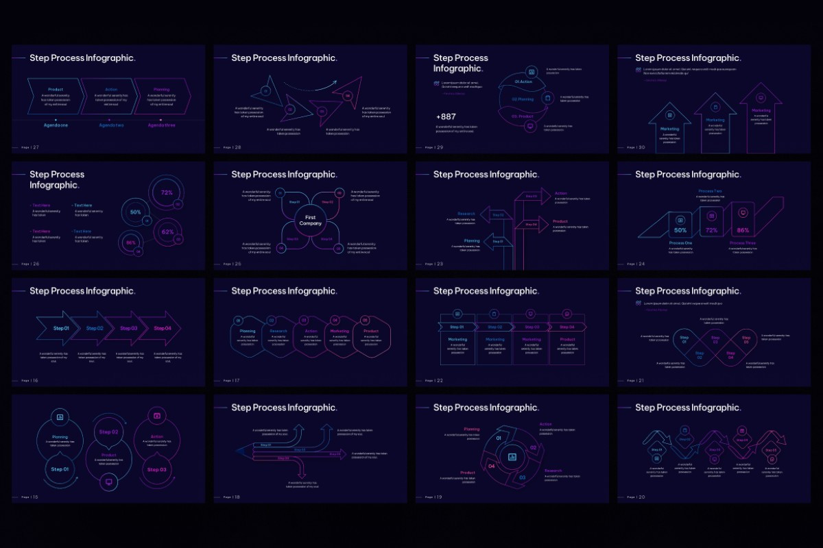 Lineart Gradient Process Infographic PowerPoint Template | Nulivo Market