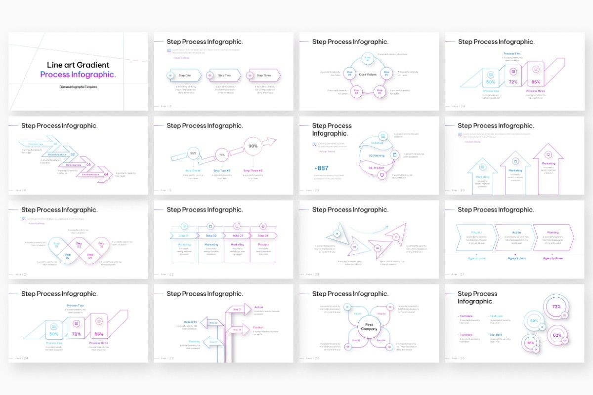 Lineart Gradient Process Infographic PowerPoint Template | Nulivo Market