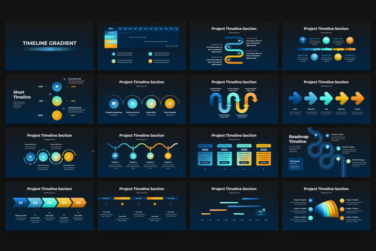 Timeline Gradient PowerPoint Template | Nulivo Market