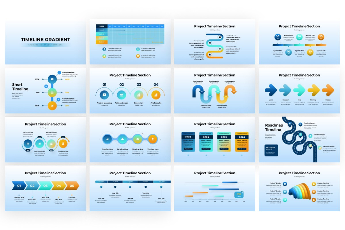 Timeline Gradient PowerPoint Template | Nulivo Market
