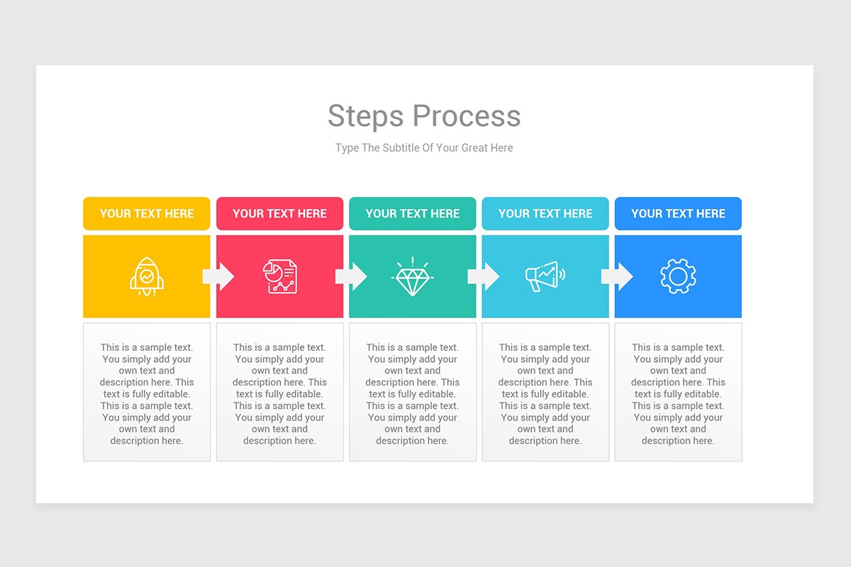 Steps Process With Text Boxes PowerPoint Diagrams | Nulivo Market