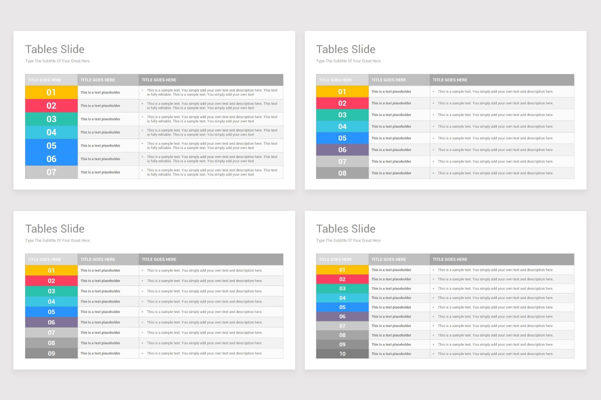 Tables PowerPoint Presentation Template | Nulivo Market