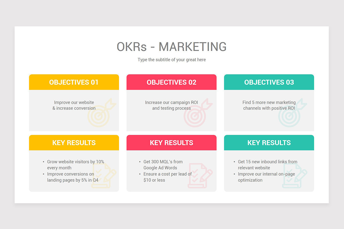 OKR Objectives and Key Results Google Slides Template Nulivo Market