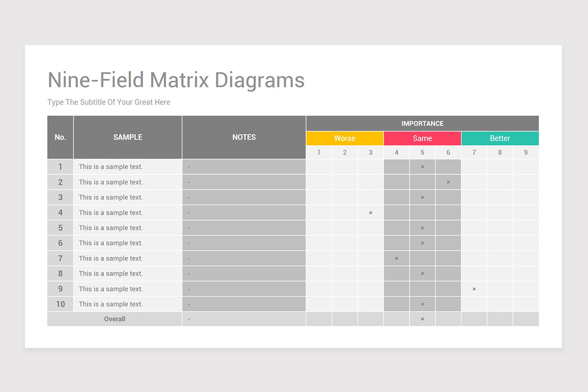 Nine-Field Matrix Diagrams PowerPoint Template | Nulivo Market