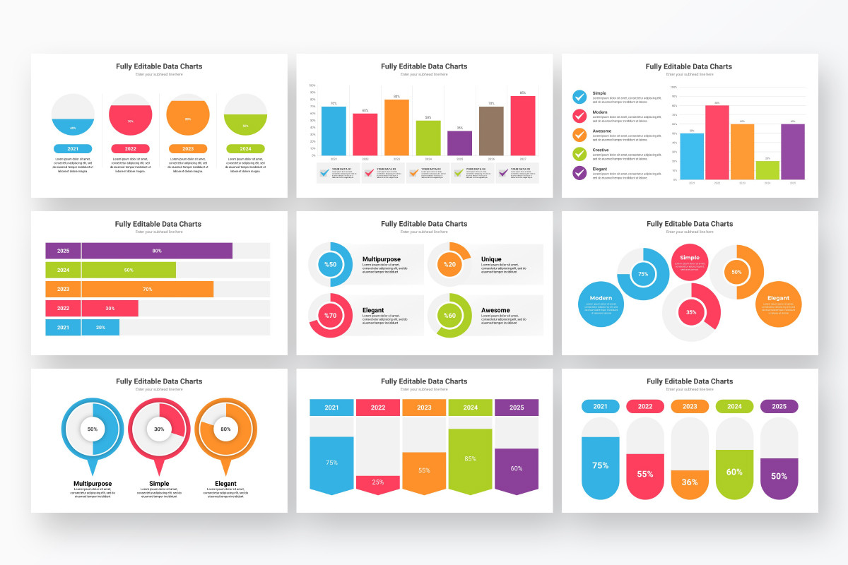Data Charts PowerPoint Presentation Template | Nulivo Market