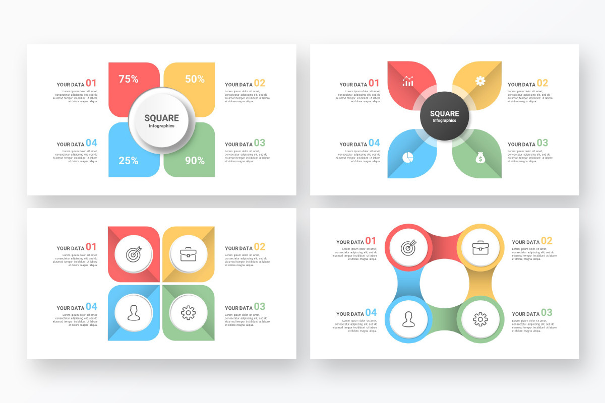 Square Presentation Square Infographics PowerPoint Template | Nulivo Market