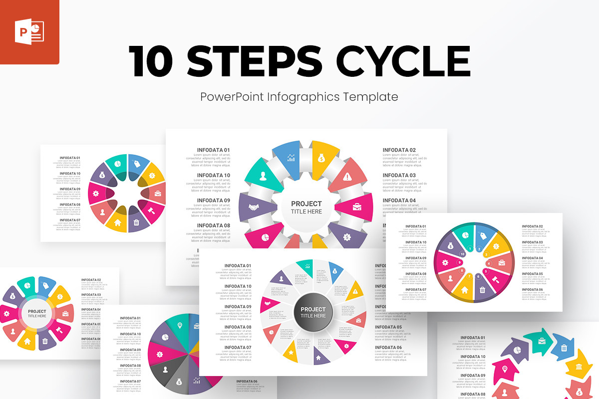 10 Steps Cycle Infographics PowerPoint Template | Nulivo Market