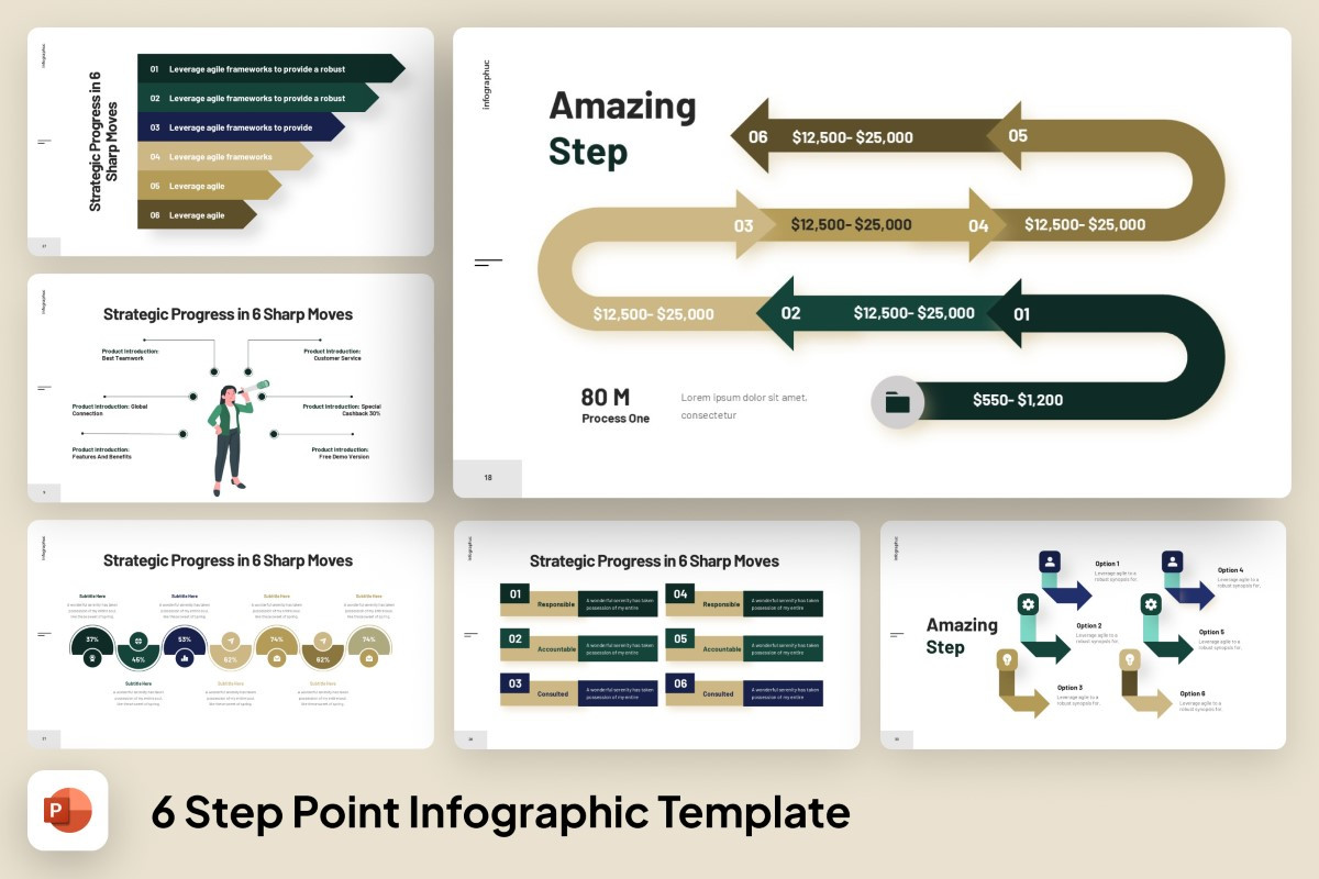 6 step point Infographic PowerPoint Template | Nulivo Market