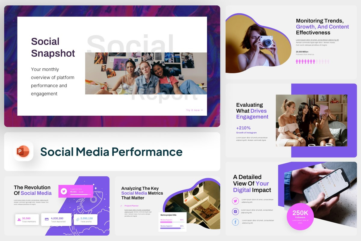 Social Media Performance PowerPoint Template | Nulivo Market