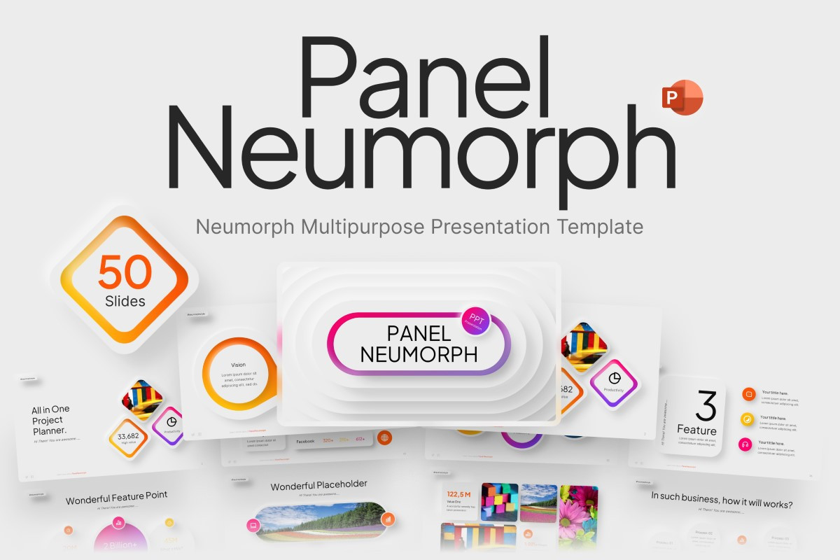 Panel Neumorph PowerPoint Template | Nulivo Market