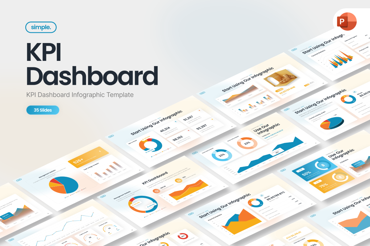 Simple KPI Dashboard PowerPoint Template | Nulivo Market