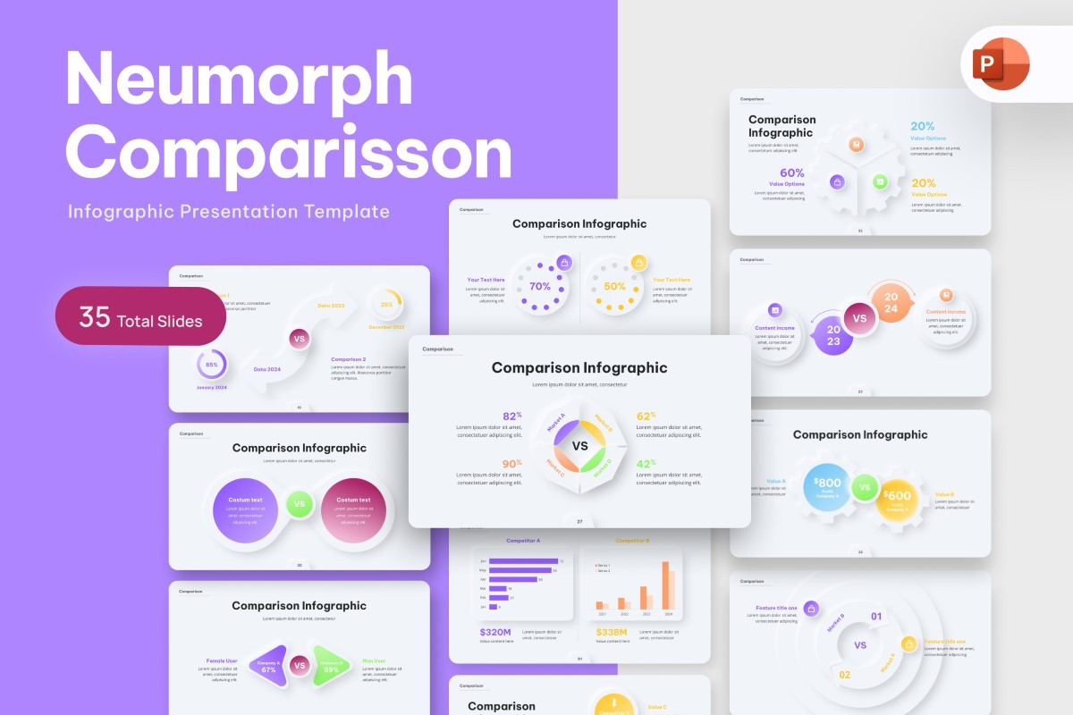 Neumorph Comparisson Infographic PowerPoint Template | Nulivo Market